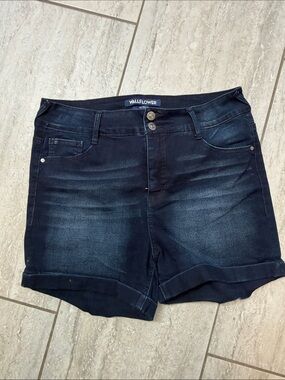 Wallflower Dark Indigo Rolled Hem Denim Shorts